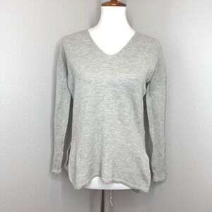 BABATON ERIN Wool Linen Blend Sweater XS Gray V Neck LS Lightweight Minimalist‎